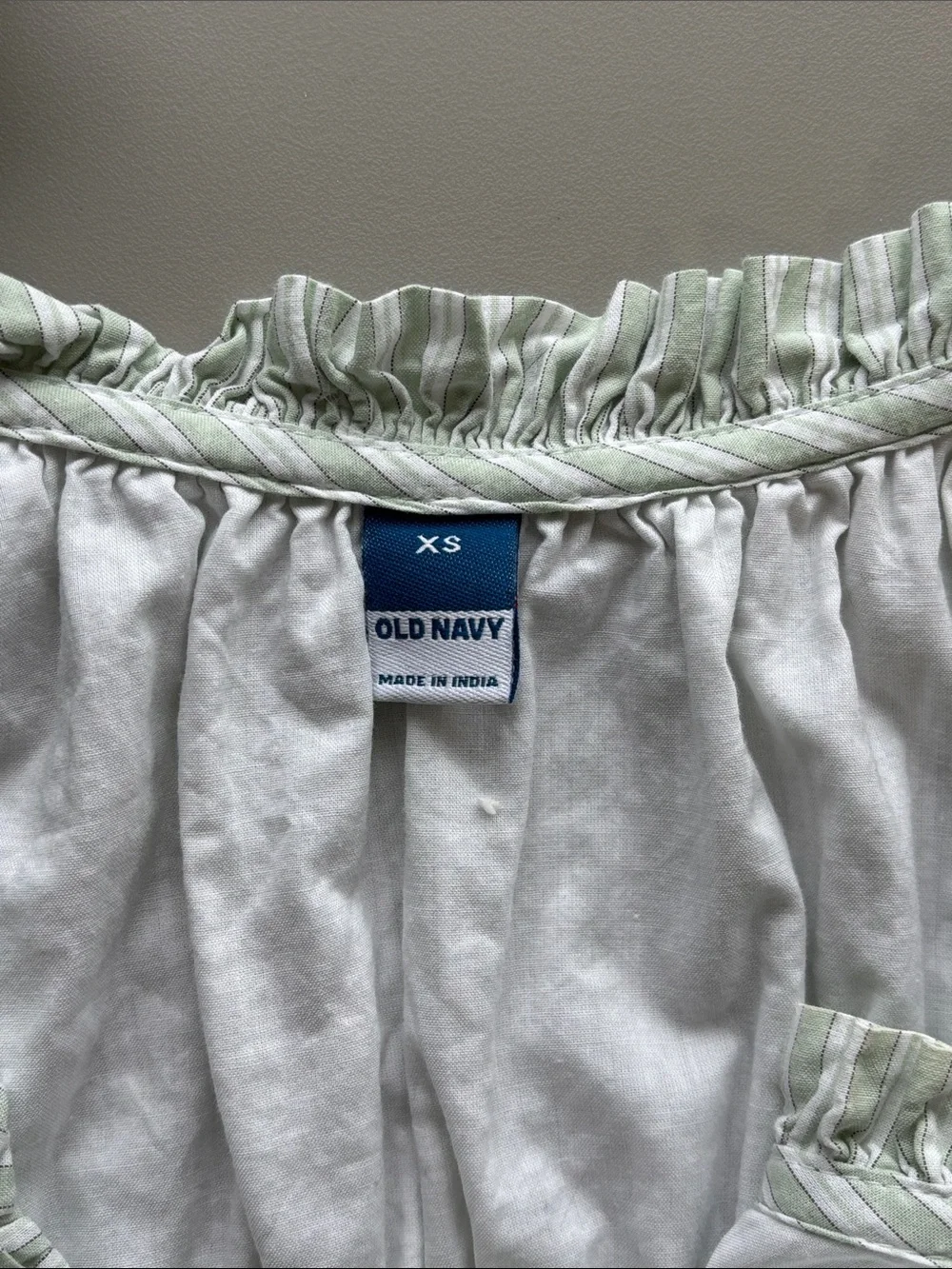 Old Navy Sage Green Striped Midi Dress with Ruffled Straps and Smocked Waist - Picture 8 of 15